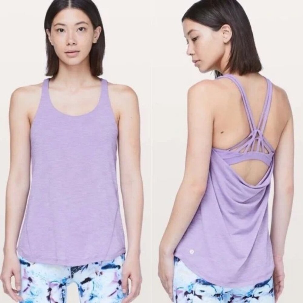 Lululemon Moment To Movement 2-In-1 Tank Light Strappy Purple Lilac, Size 4